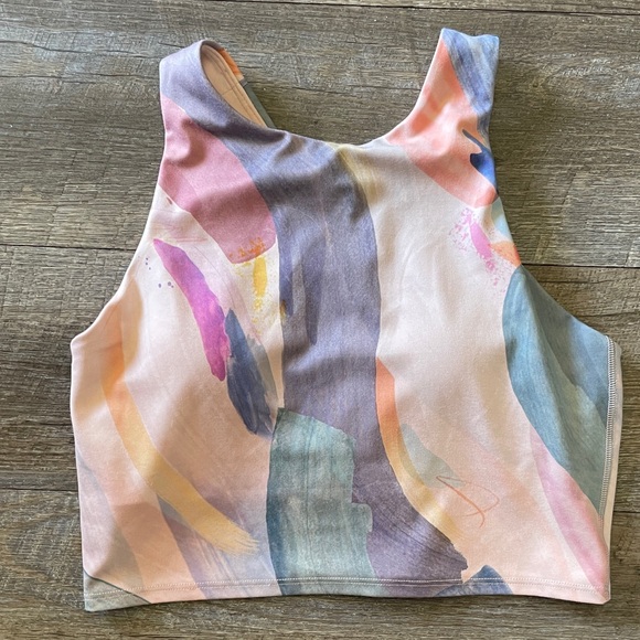Athleta Tops - Athleta Abstract Print Racerback Crop Top Tank Top